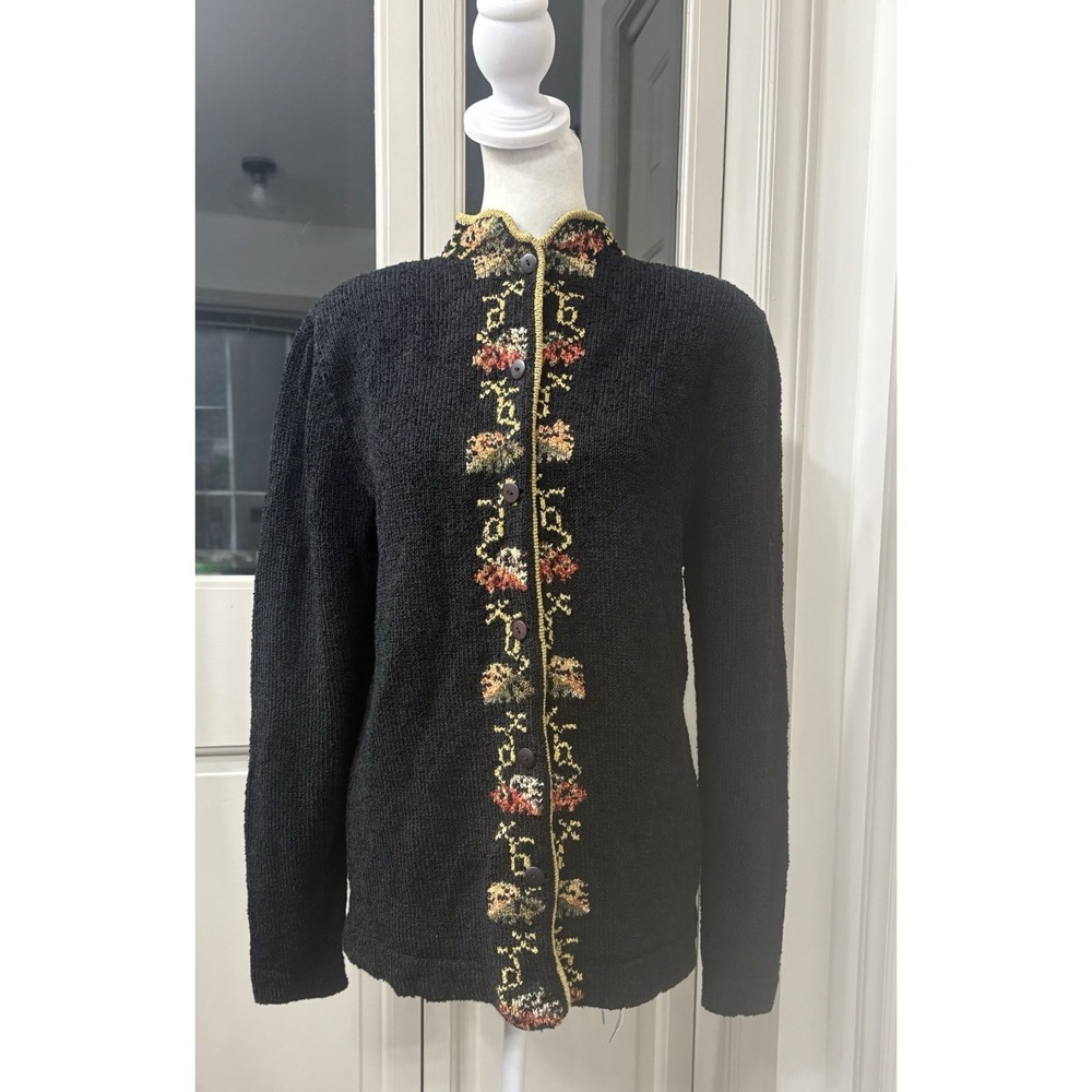 South Cotton Hand Loomed Embroidered Cardigan XL Cardigan Sweater heavyweight